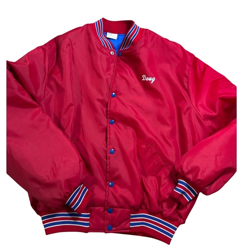 Vintage Bandits Varsity Jacket XL USA Made Howe‎ Memphis Red Satin Doug